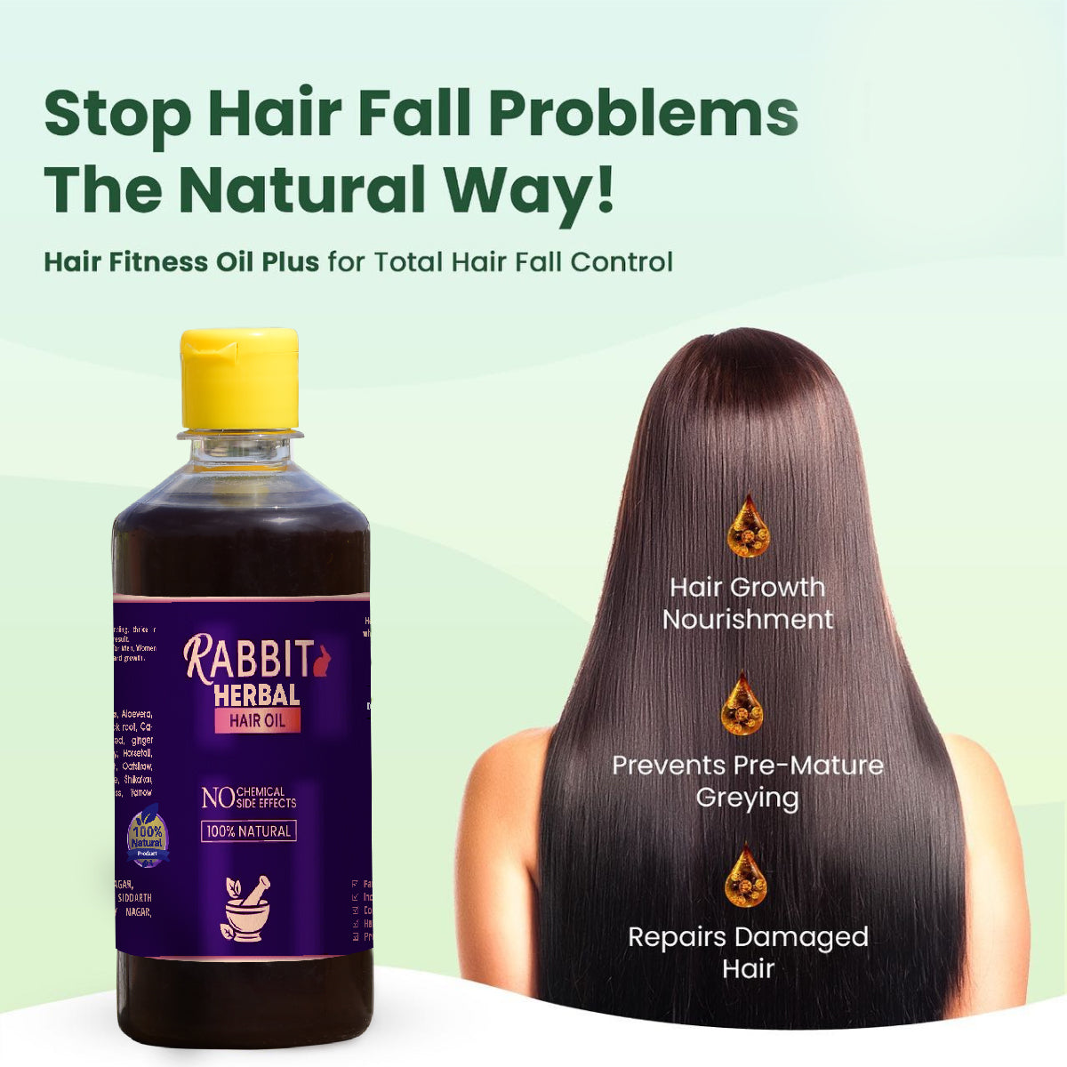 Rabbit Herbal Hair Oil – 100% Natural Hair Growth Oil